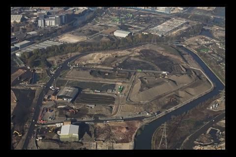 Aerial shot of Olympic Stadium site